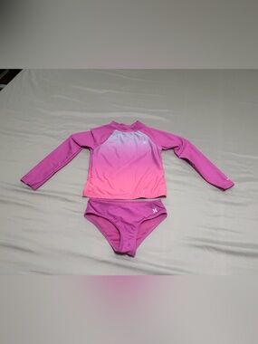 Hurley Girls Pink Ombre Long Sleeve Rash Guard Set